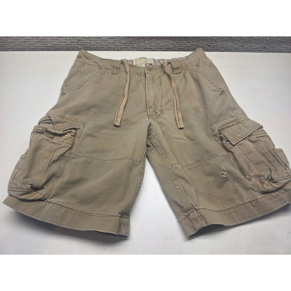 No Boundaries Mens Desert Camel Cotton Cargo Shorts Size 36 NB18B060 Distressed
